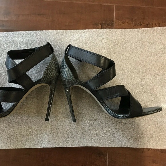 Alexander Wang Linda Black Gray Heels snake 38.5 8 - Picture 3 of 9